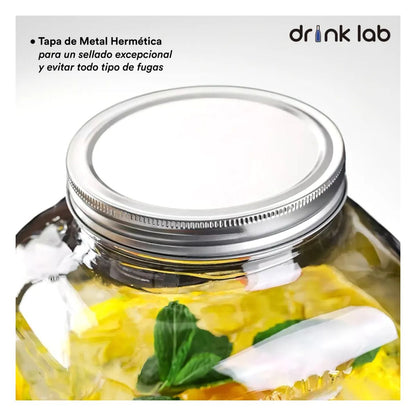 2 Dispensadores Con Base Bebidas Agua Vitrolero Vidrio 5l Color Transparente