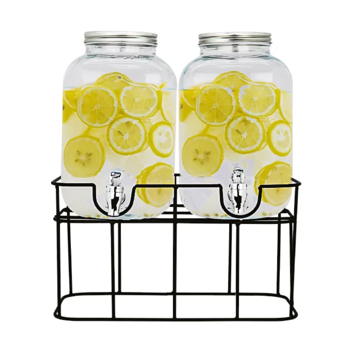 2 Dispensadores Con Base Bebidas Agua Vitrolero Vidrio 5l Color Transparente