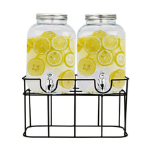 2 Dispensadores Con Base Bebidas Agua Vitrolero Vidrio 5l Color Transparente