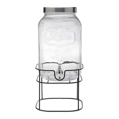 Dispensador De Bebidas Vitrolero Vidrio Con Base Mason 8lt - DrinkLab - detalle