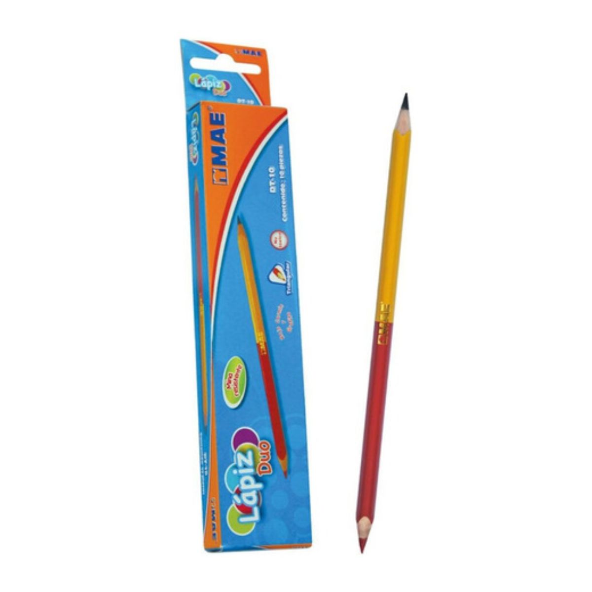 10 Lapiz Duo Rojo Grafito Mae Triangular Doble Resistente