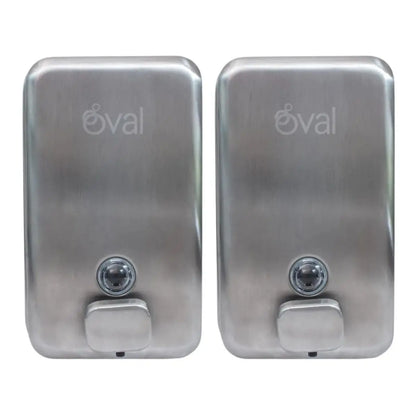 2 Jabonera Acero Inoxidable Oval Rellenable 1 L Color Plata Plateado Oval