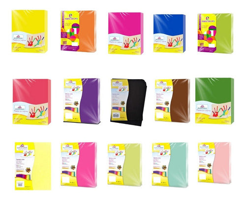 15 Paquetes 100 Hojas Colores Eurocolor Tamaño Carta Escolar