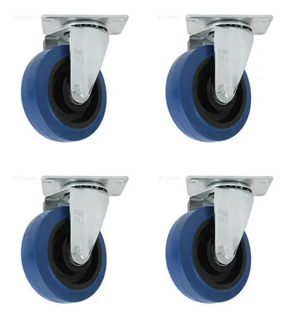 4 Pzs Rueda Goma Elastica Giratoria Dogotuls Rodaja Azul 4´´ - Dogotuls - accesorios