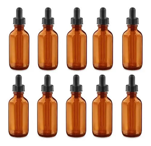 10 Frasco Botella Tapa Gotero Hermetico Vidrio 30 Ml Ambar Elegir Color Negro - Coveme - detalle