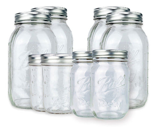 8pz Mason Jars Ball Vidrio Boca Regular Ancha 473 Ml 946 Ml