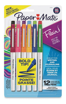 Marcadores Rotuladores Paper Mate Flair Punta Gruesa 12 Piezas