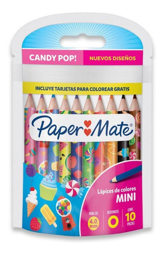 Lápices de Colores Paper Mate Candy Pop 10 Piezas + Tarjeta Colorear