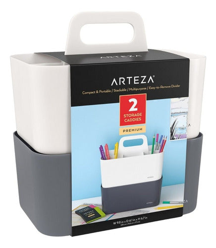 2 Cajas Almacenamiento Arteza Color Gris / Marfil