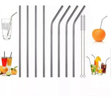 Set 8 Popotes Pajilla Acero Inoxidable Reusable 2 Limpiadores