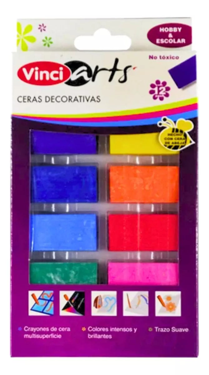 12 Crayon Cera Jumbo Vinci Arts Escolar Infantil Cuadrado