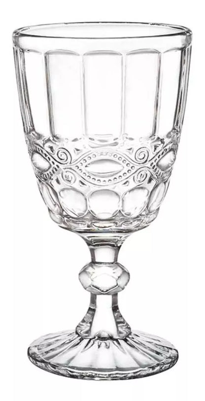 6 Copas Vino Tinto Blanco Vidrio Cortado Cristal Diamante - Marchante MX