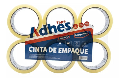 6pz Cinta Adhesiva Adhes Transparente Empaque 48mm X 50m