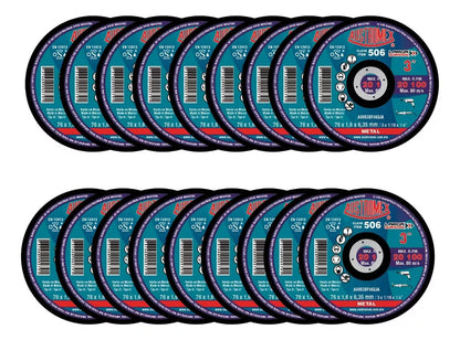 25pz Disco Abrasivo Corte 506 Austromex 3'' Grano 60 Metal - Marchante MX
