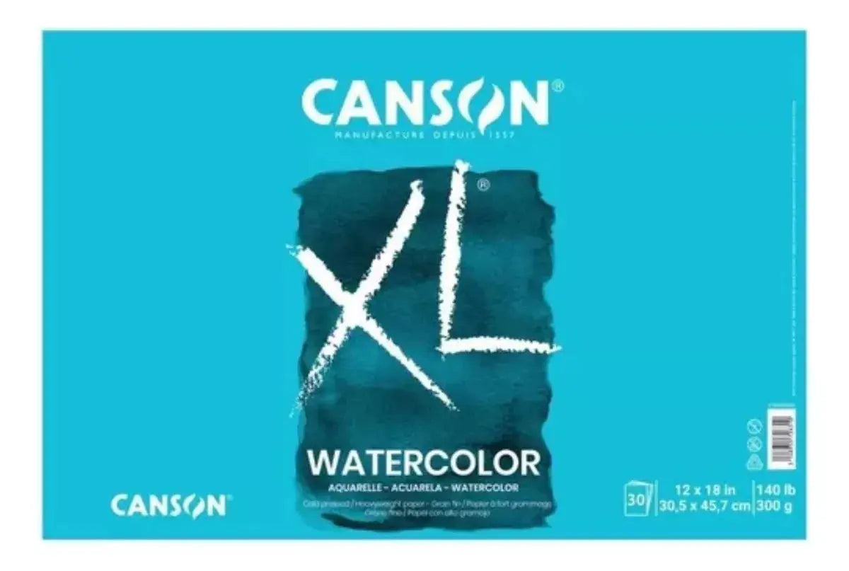Block Canson Xl Watercolor Acuarela Dibujo 300g 30.5x45 30h - Canson - vista lateral