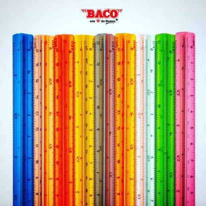 Escalimetro Triangular Baco Plástico 30cm Escolar 6 Escalas