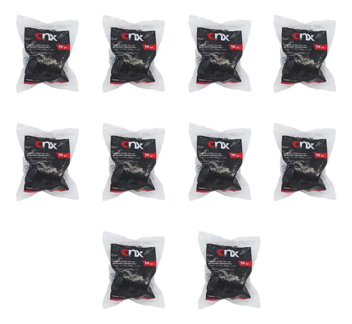 100 Pzas Abrazadera Sin Fin Cnx 1/2'' - 1'' Acero Inoxidable - CNX