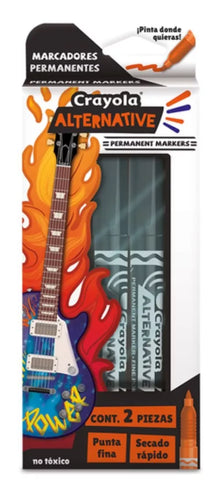 2 Marcadores Permanente Alternative Crayola Punta Fina Negro