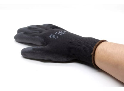 12 Guantes Seguridad Recubiertos Poliuretano Ribete Colores