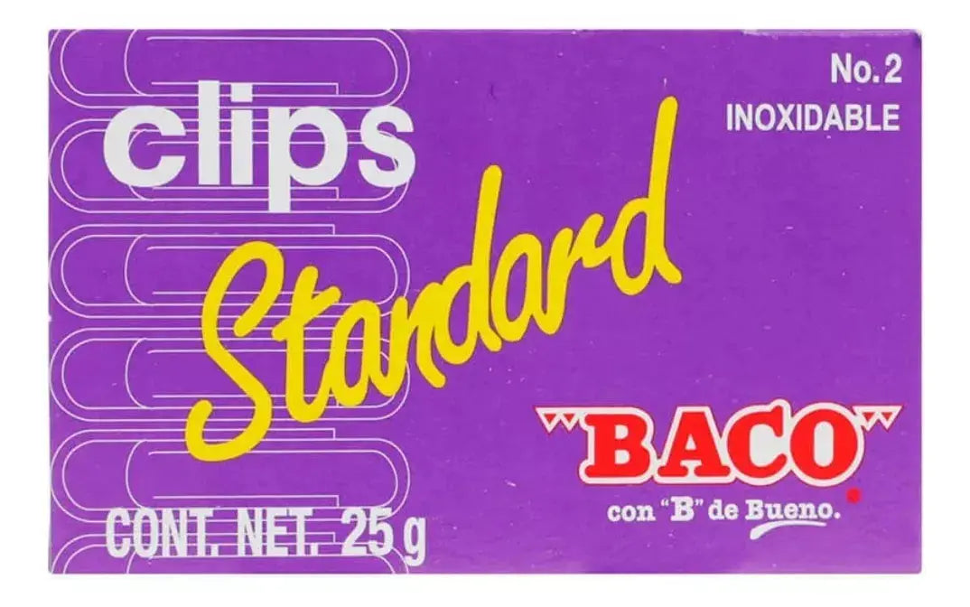 10 Cajas 100 Piezas C/u Clips Estandar Baco No.2 Inoxidable - BACO - empaque