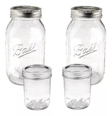 4 Mason Jars Ball Vidrio 2 Boca Regular 2 Ancha 473ml 943ml