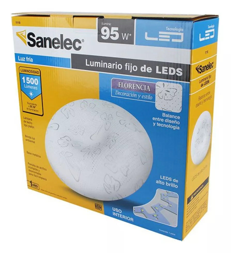 Luminario Led Sanelec Plafon Florencia 15w Luz Fria