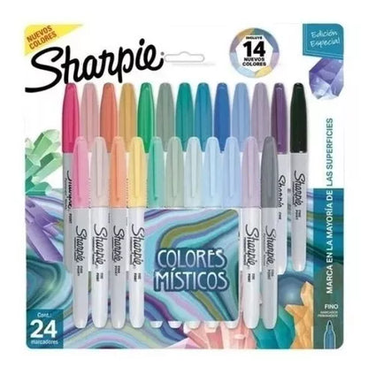 Marcadores Permanentes Sharpie Colores Misticos Punta Fina 24 Piezas