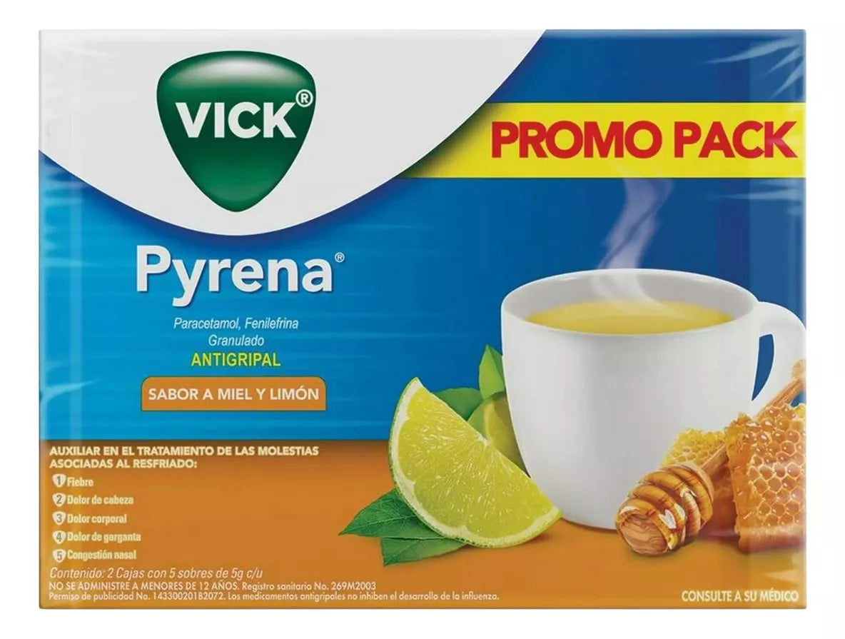 Antigripal Vick Pyrena Miel Limon 10 Sobres De 5 G Resfriado