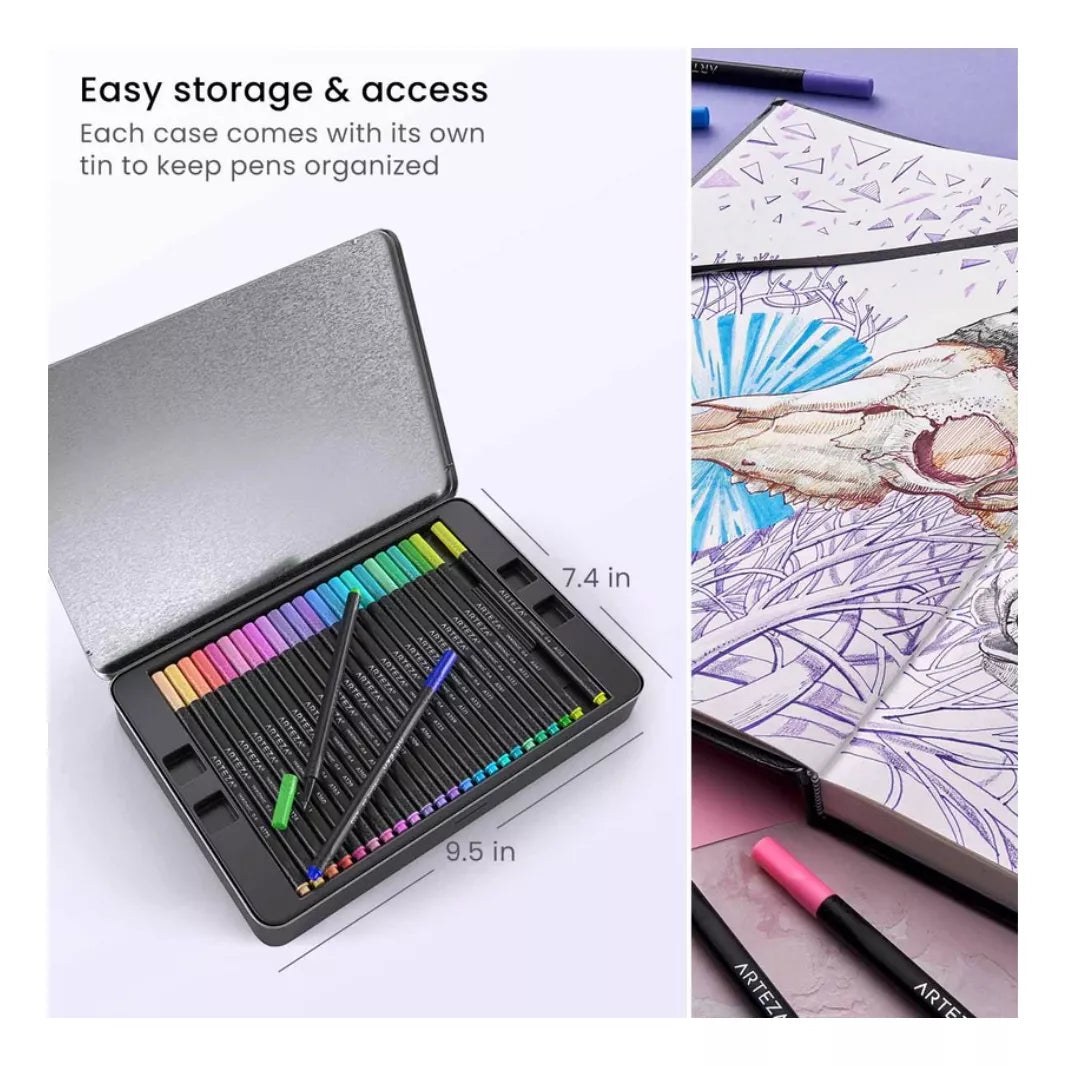 72 Boligrafos Fineliner Inkonic 0.4 Mm Colores Arteza