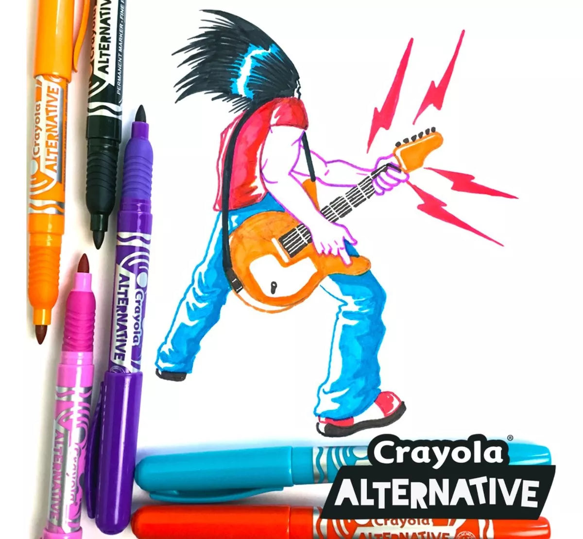 2 Marcadores Permanente Alternative Crayola Punta Fina Negro