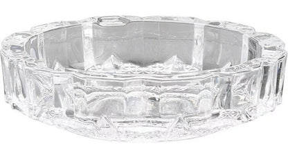 Cenicero Vidrio Redondo Cristal Cortado Labrado Grande