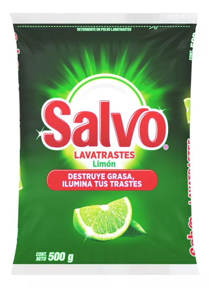 20 Pz Detergente Trastes Salvo Limón Quita Grasa 500g