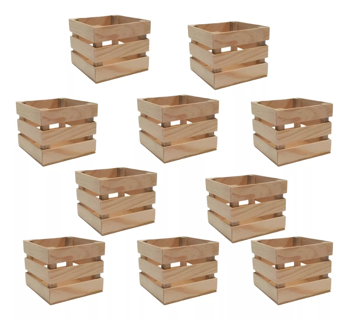 Pack 10 Huacales Madera Confetti 10x10 Cm 3 Tiras