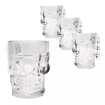Pack Vaso Tarro Calavera Craneo Skull Vidrio 4 Pz De 540ml