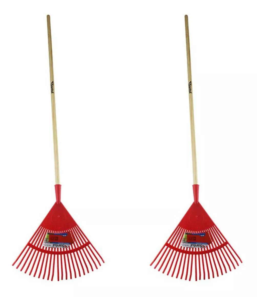 2 Pzs Escoba Jardin Curva Santul Metálica 22 Dientes 500mm