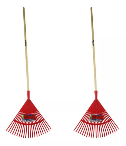 2 Pzs Escoba Jardin Curva Santul Metálica 22 Dientes 500mm