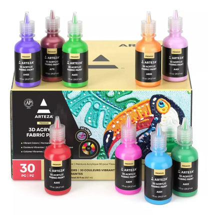 30 Botellas Pintura Tela 3d Colores Metalicos Arteza - Marchante MX