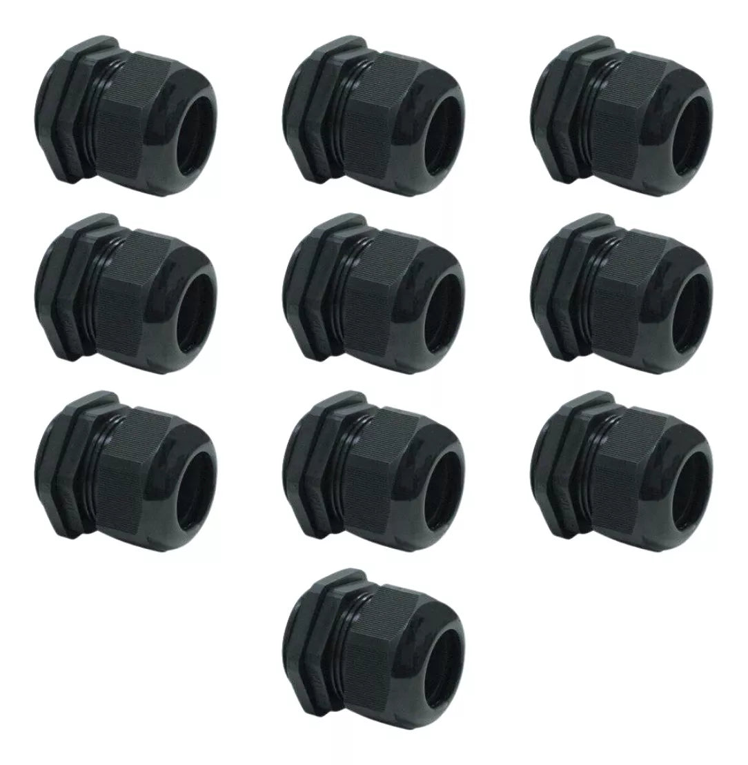 Pack 10 Conectores Glandula Nylon Argos 1/2 Pulgada Negro