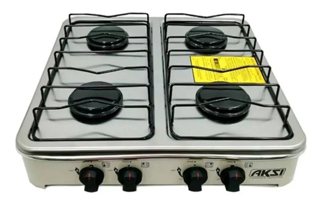 Estufa De Mesa Aksi 4 Quemadores Blanco Acero Inoxidable Color Blanco - Marchante MX