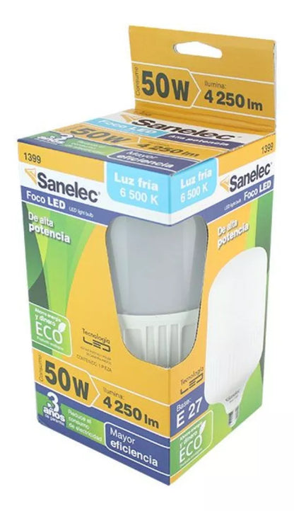 Foco Led Tipo Bala Alta Potencia Sanelec 50 W 10000 Horas