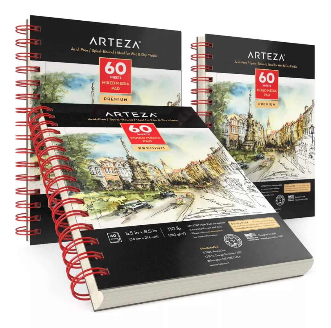 Pack 3 Libretas Mixta 60 Hojas 5.5 X 8.5 Pulgadas Arteza