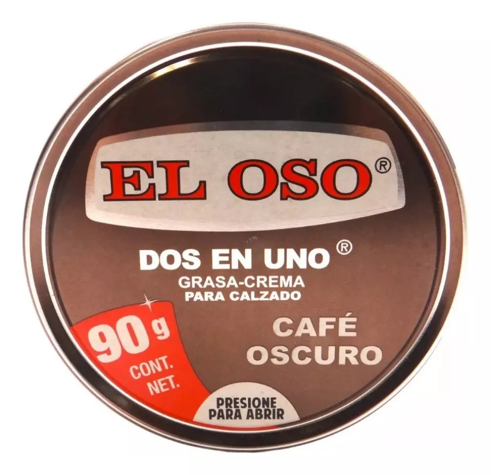 Grasa Crema Calzado El Oso Dos En Uno Color Café Oscuro 90g