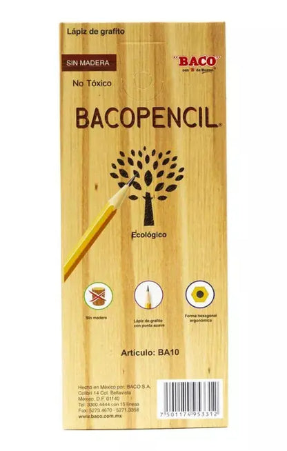 10 Lapices Madera Grafito Triangular Baco Grado Hb 2 Escolar - Baco