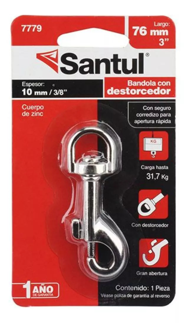 Bandola Zinc Santul Destorcedor Largo 76mm Acabado Niquelado