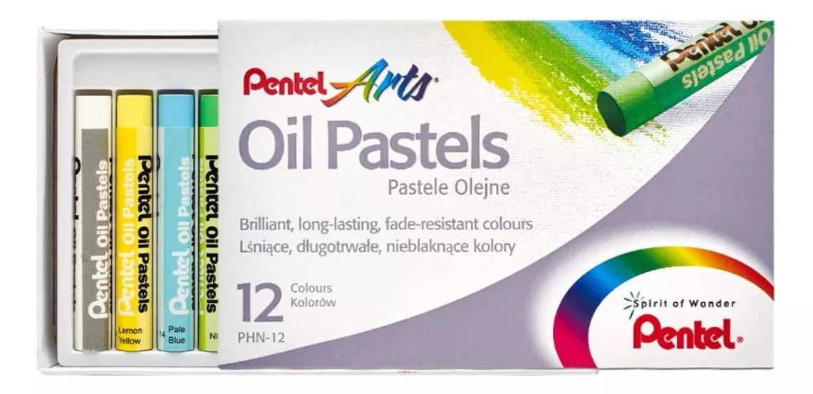 12 Pasteles Gises Tizas Aceite Pentel Arts Redondos Colores