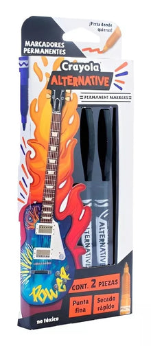 2 Marcadores Permanente Alternative Crayola Punta Fina Negro