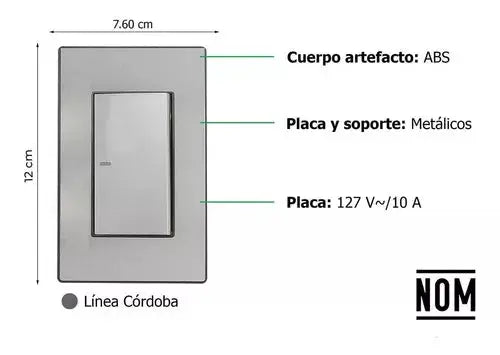 Placa Un Apagador Escalera Sanelec Cordoba Acero Inox. 4631 - Sanelec - detalle