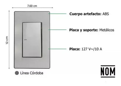 Placa Un Apagador Escalera Sanelec Cordoba Acero Inox. 4631 - Sanelec - detalle