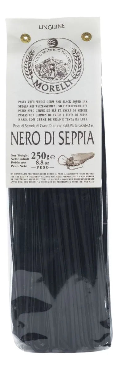 Pasta Linguine Tinta De Calamar Morelli 250 Gr Trigo Semola
