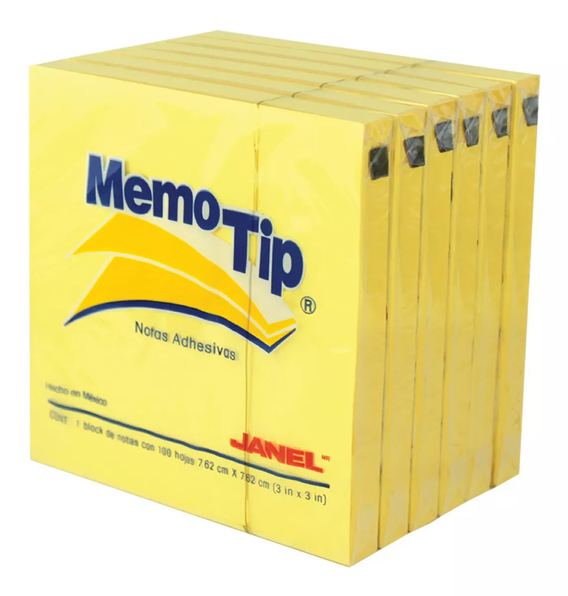 6 Notas Adhesivas Amarillas Memotip 100c/u Block 7.62x7.62cm - Marchante MX